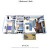 2 Bedroom 1 Bath Deluxe
